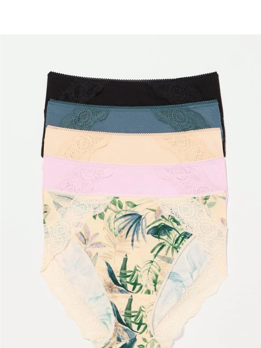 Soma Embracable High Leg Panties with crochet Lace. Tropical Essence multipack.